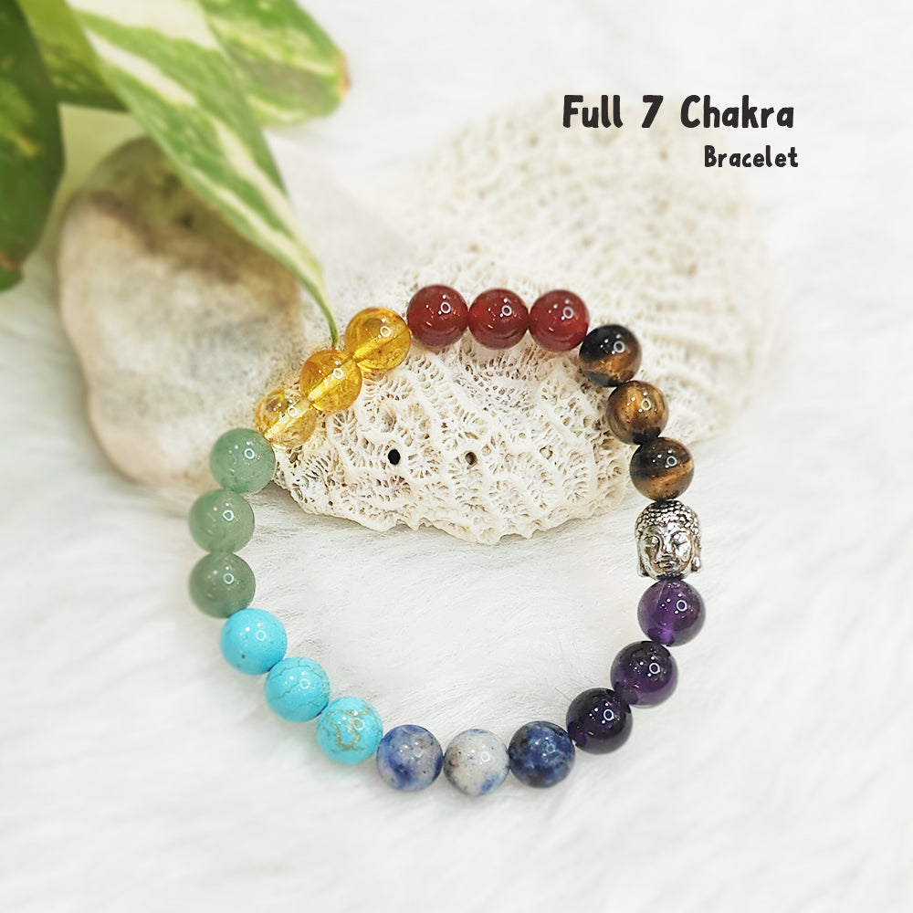 7 Chakra natural gemstone bracelet with seven stones for chakra balancing – handmade, GII-certified, Cold Lava Studio