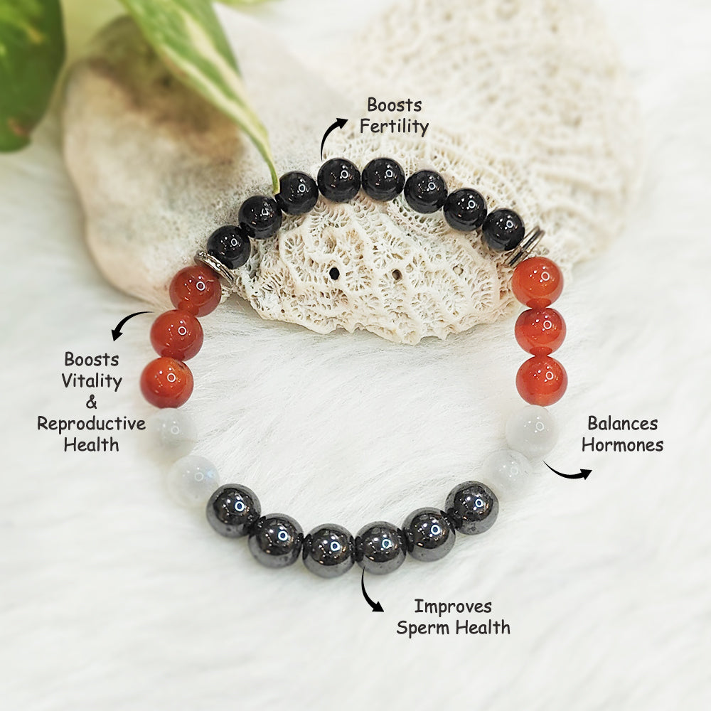 Male Fertility natural gemstone bracelet, close-up of beads – Cold Lava Studio