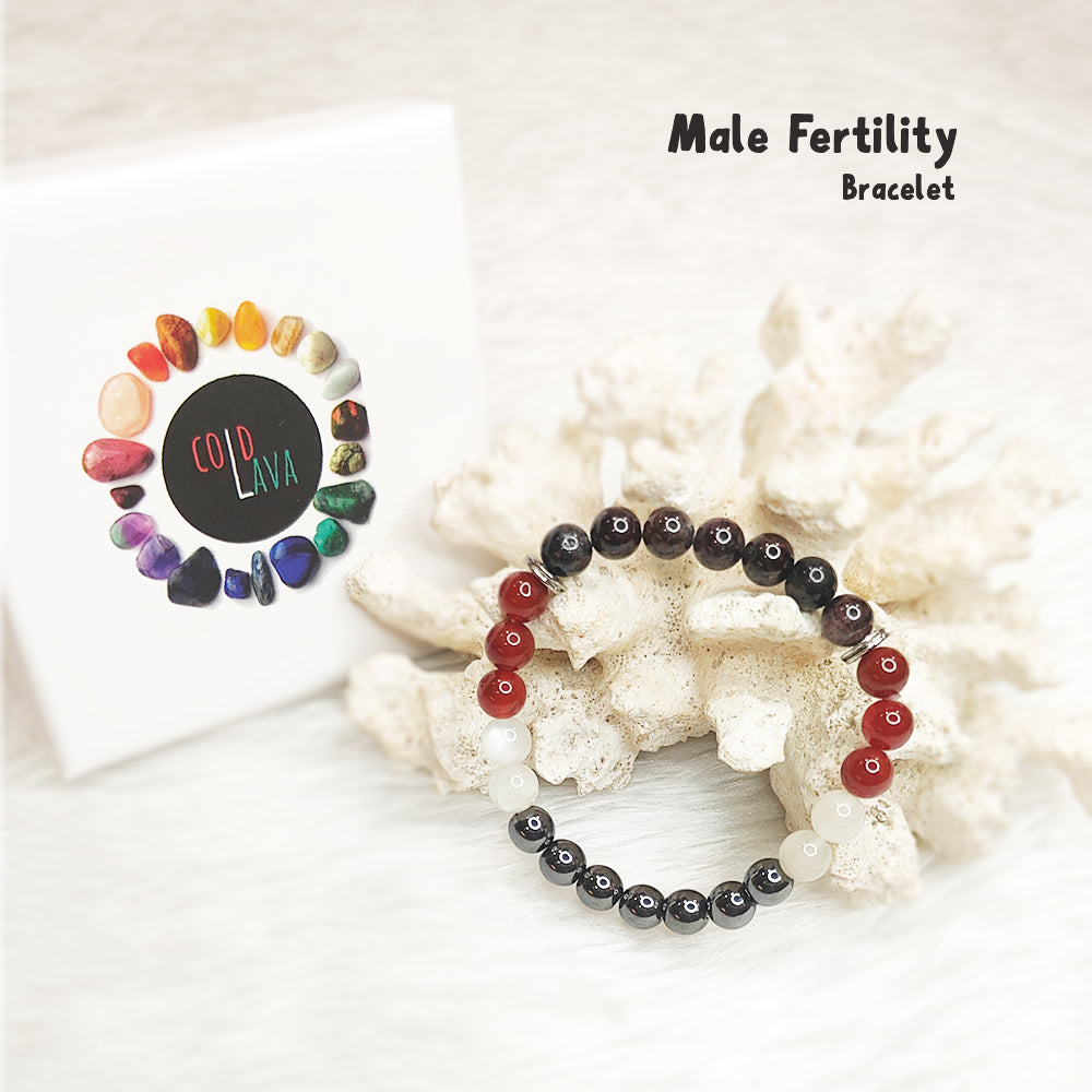 Male Fertility natural gemstone bracelet styled on wrist – Cold Lava Studio