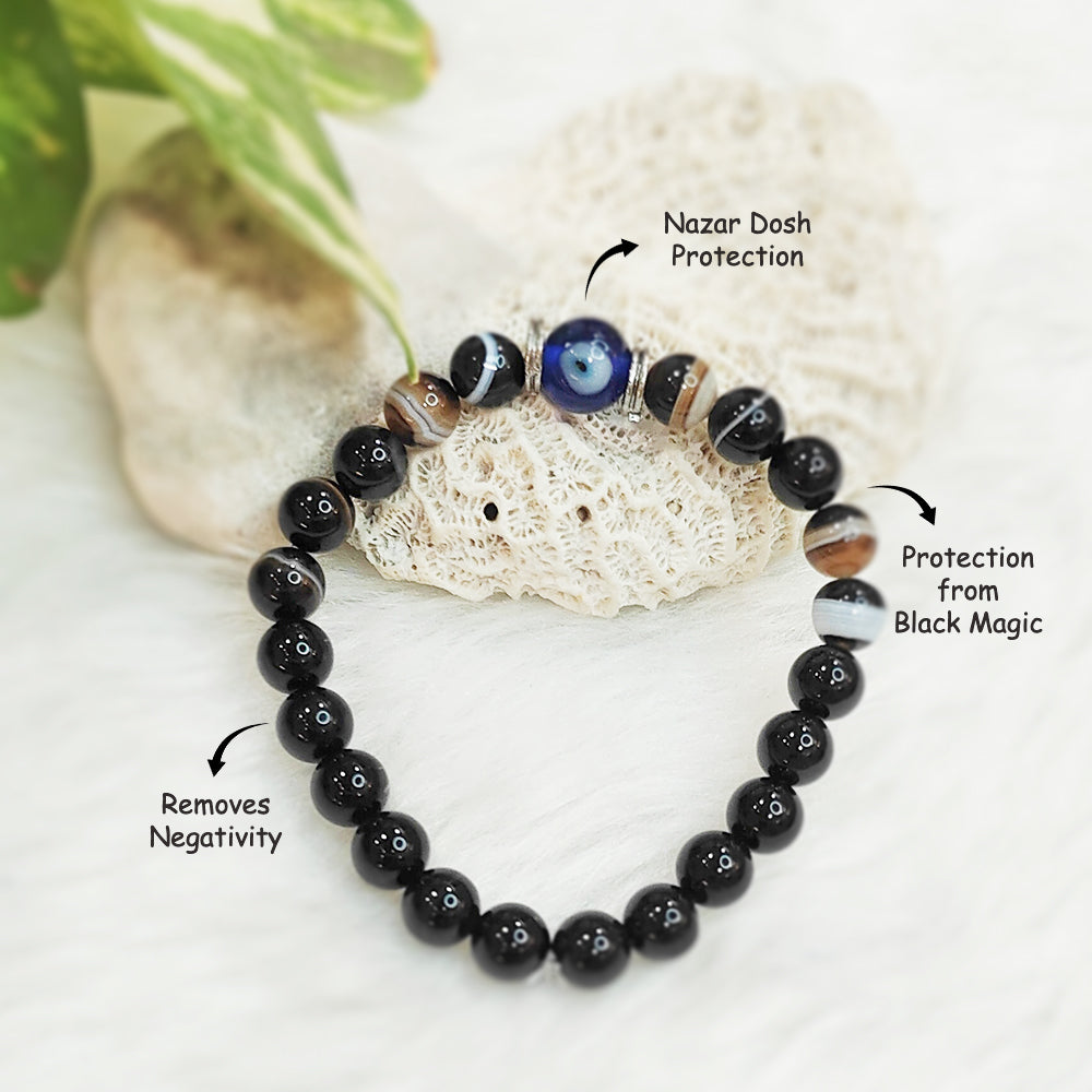 Ultimate Protection natural gemstone bracelet, close-up of beads – Cold Lava Studio