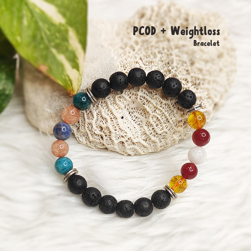 PCOD and Weight Loss natural gemstone bracelet, calming steady daily companion – handmade, GII-certified, Cold Lava Studio