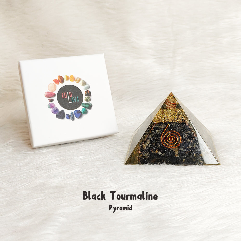 Natural Black Tourmaline crystal pyramid, close-up – Cold Lava Studio