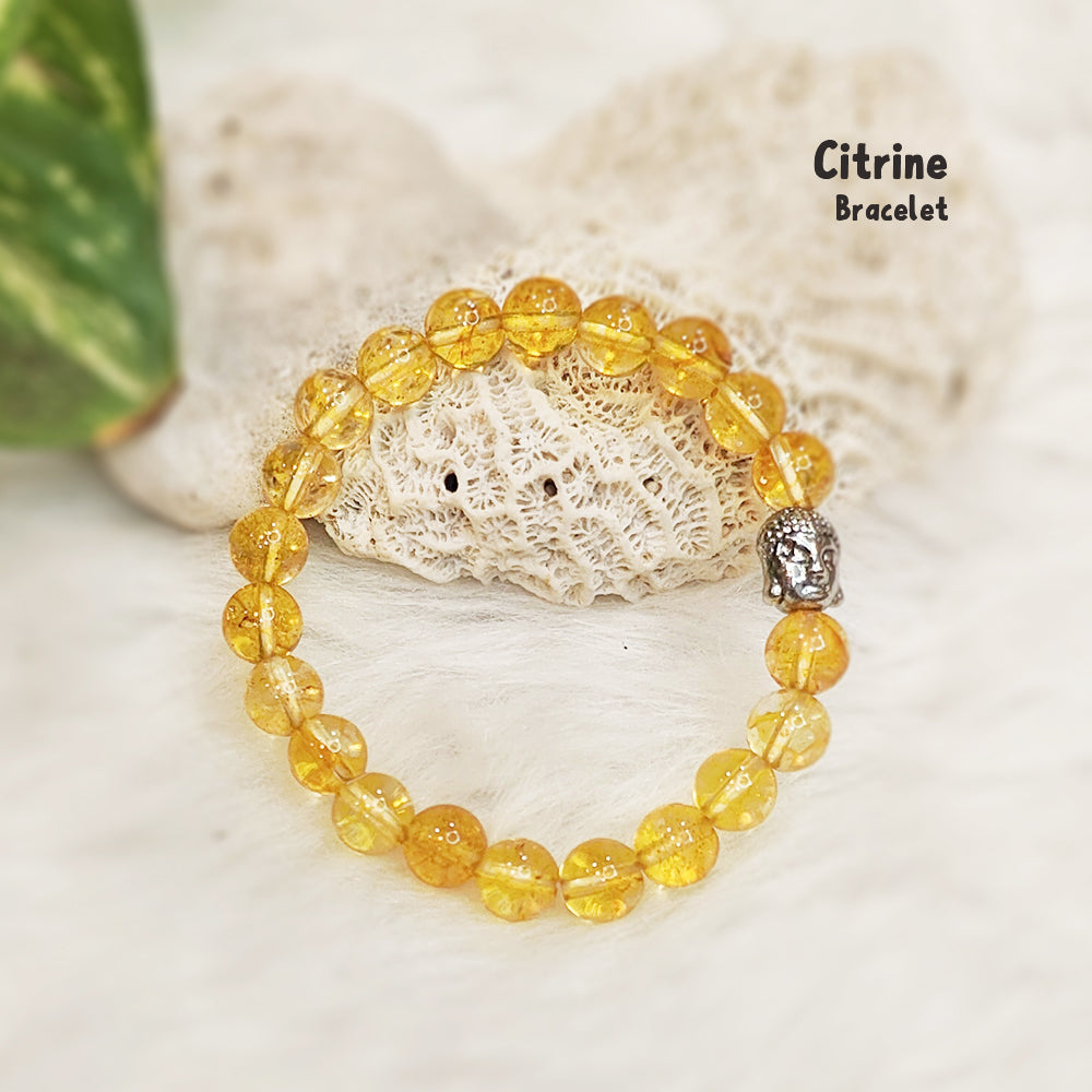 Natural Citrine crystal bracelet for abundance, joy and manifestation, 8mm and 10mm – GII-certified, handmade, Cold Lava Studio