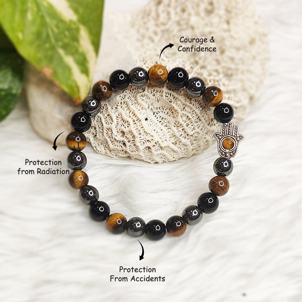 Triple Protection natural gemstone bracelet, close-up of beads – Cold Lava Studio