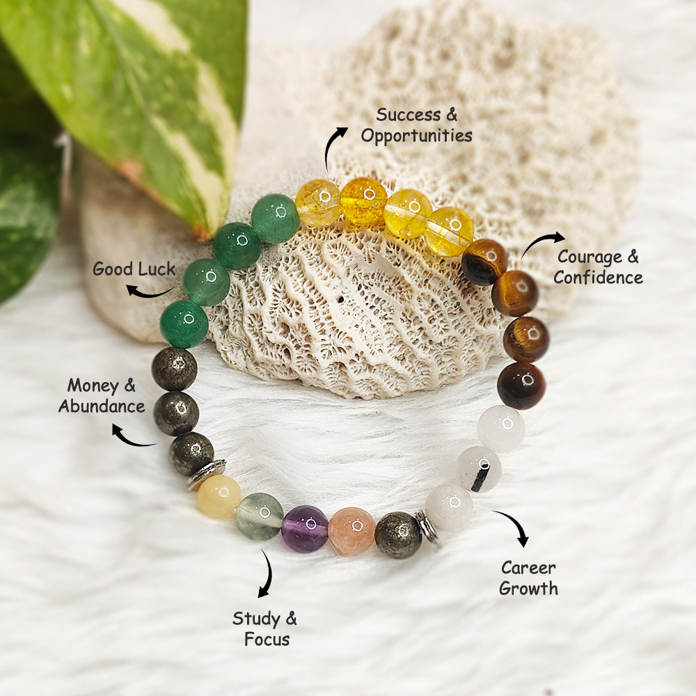 Abundance Study natural gemstone bracelet, close-up of beads – Cold Lava Studio