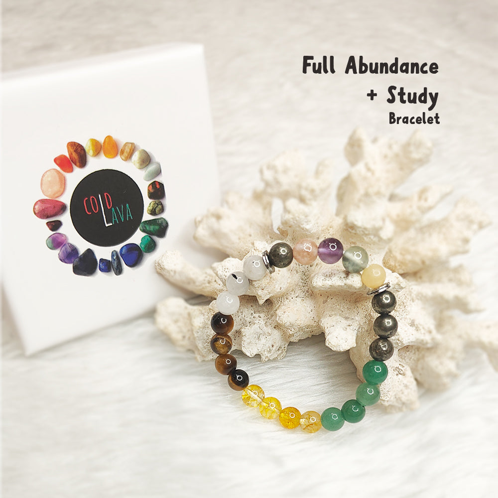 Abundance Study natural gemstone bracelet styled on wrist – Cold Lava Studio