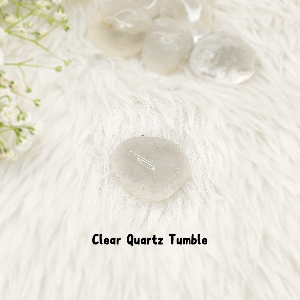 Natural Clear Quartz (Spatik) tumble stone, polished raw crystal for clarity and energy amplification – GII-certified, Cold Lava Studio