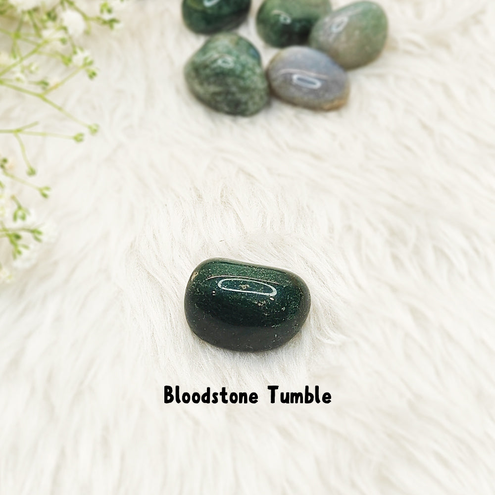 Natural Bloodstone (Heliotrope) tumble stone, polished raw crystal for courage and vitality – GII-certified, Cold Lava Studio