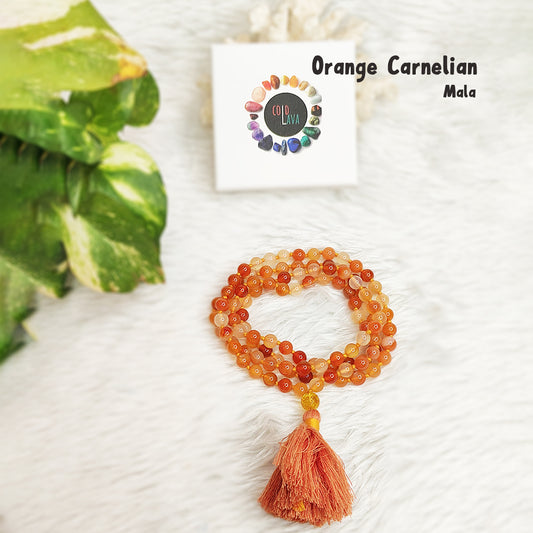 Orange Carnelian Crystal Mala