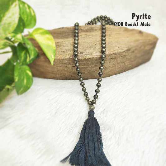 Pyrite Crystal Mala