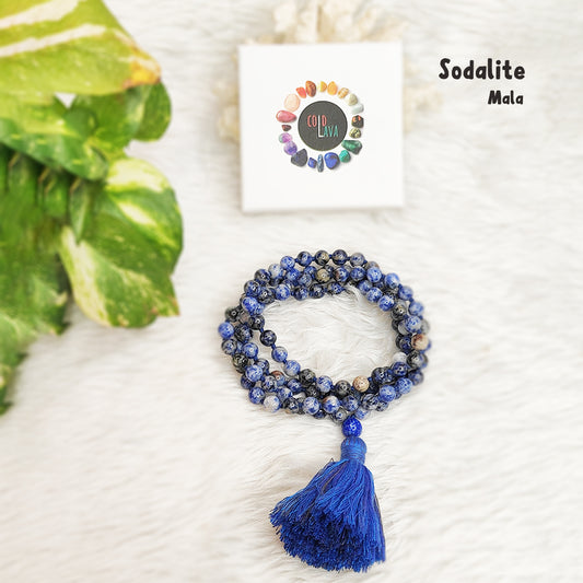 Sodalite Crystal Mala