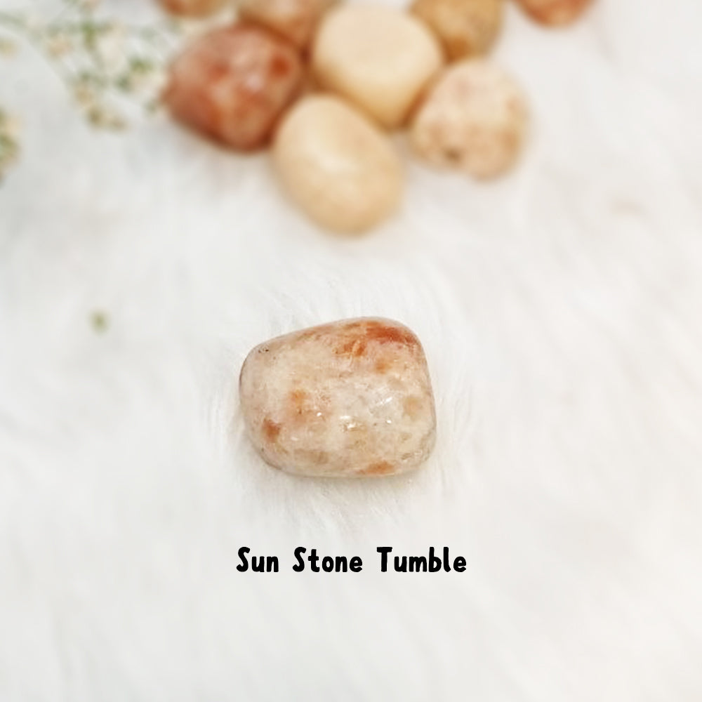 Natural Sunstone tumble stone, polished raw crystal for optimism and vitality – GII-certified, Cold Lava Studio