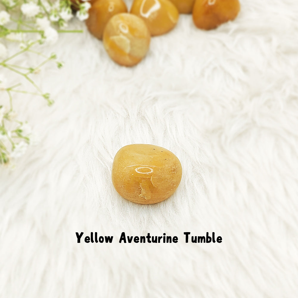 Natural Yellow Aventurine tumble stone, polished raw crystal for optimism and confidence – GII-certified, Cold Lava Studio