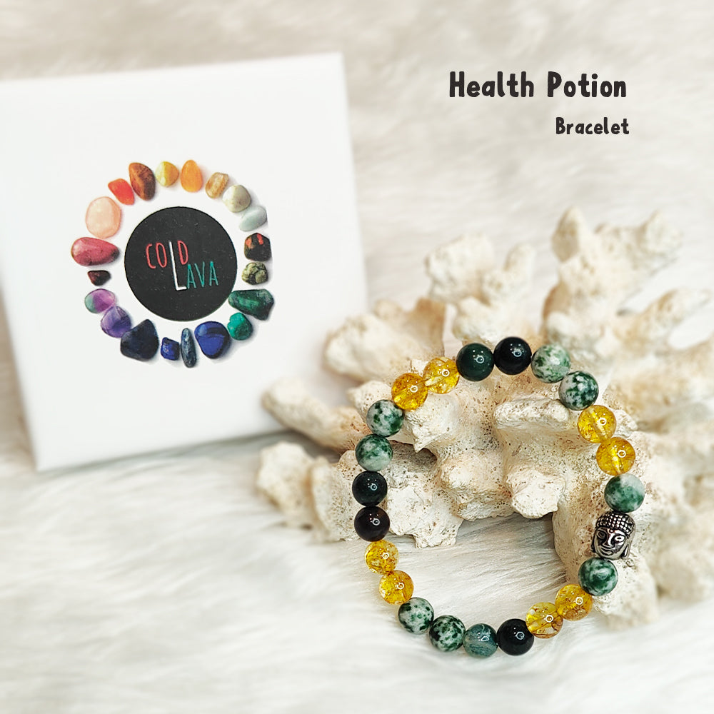 Health Potion natural gemstone bracelet styled on wrist – Cold Lava Studio