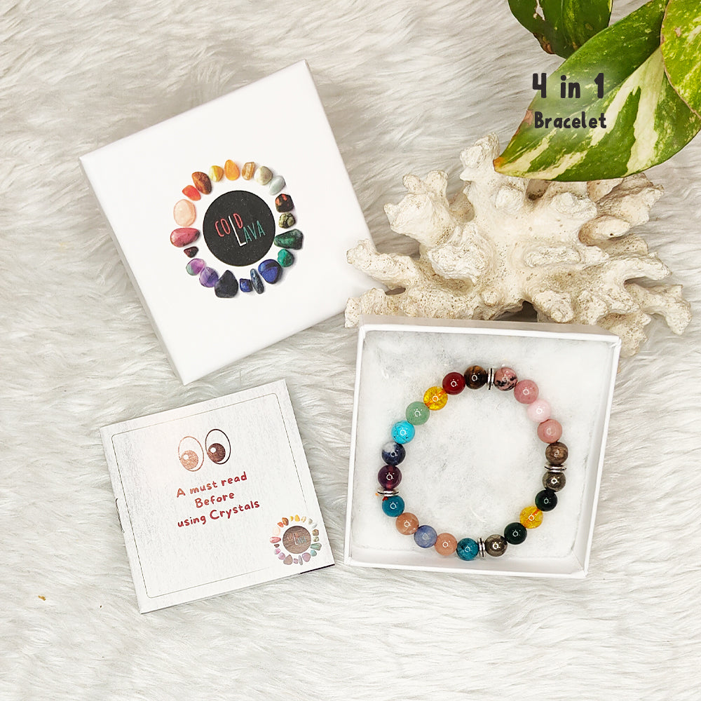 4-in-1 natural gemstone combination bracelet, alternate angle – Cold Lava Studio