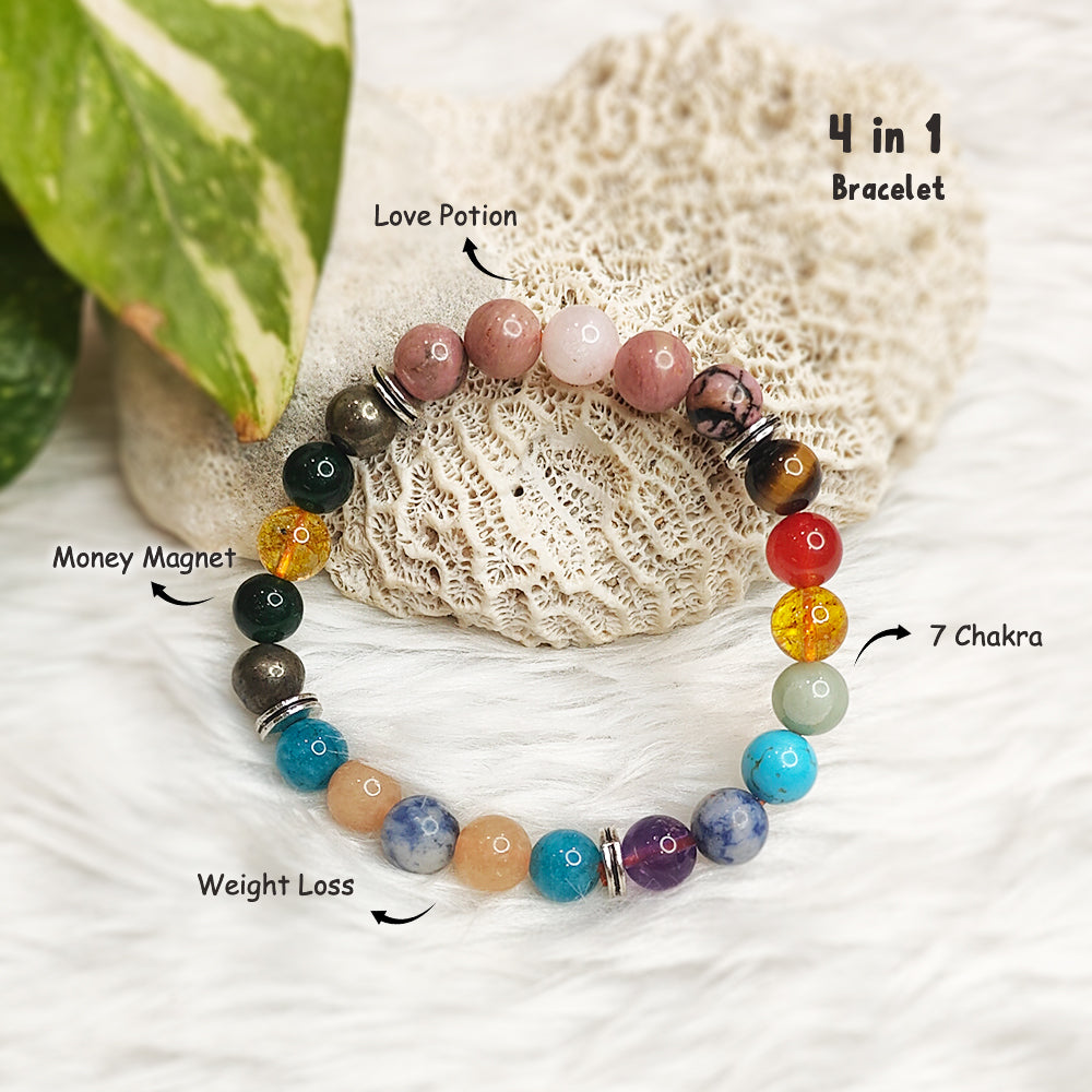4-in-1 natural gemstone combination bracelet, close-up of beads – Cold Lava Studio