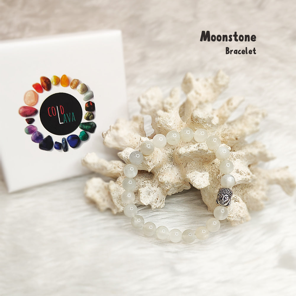 Natural Moonstone crystal bracelet styled on wrist – Cold Lava Studio