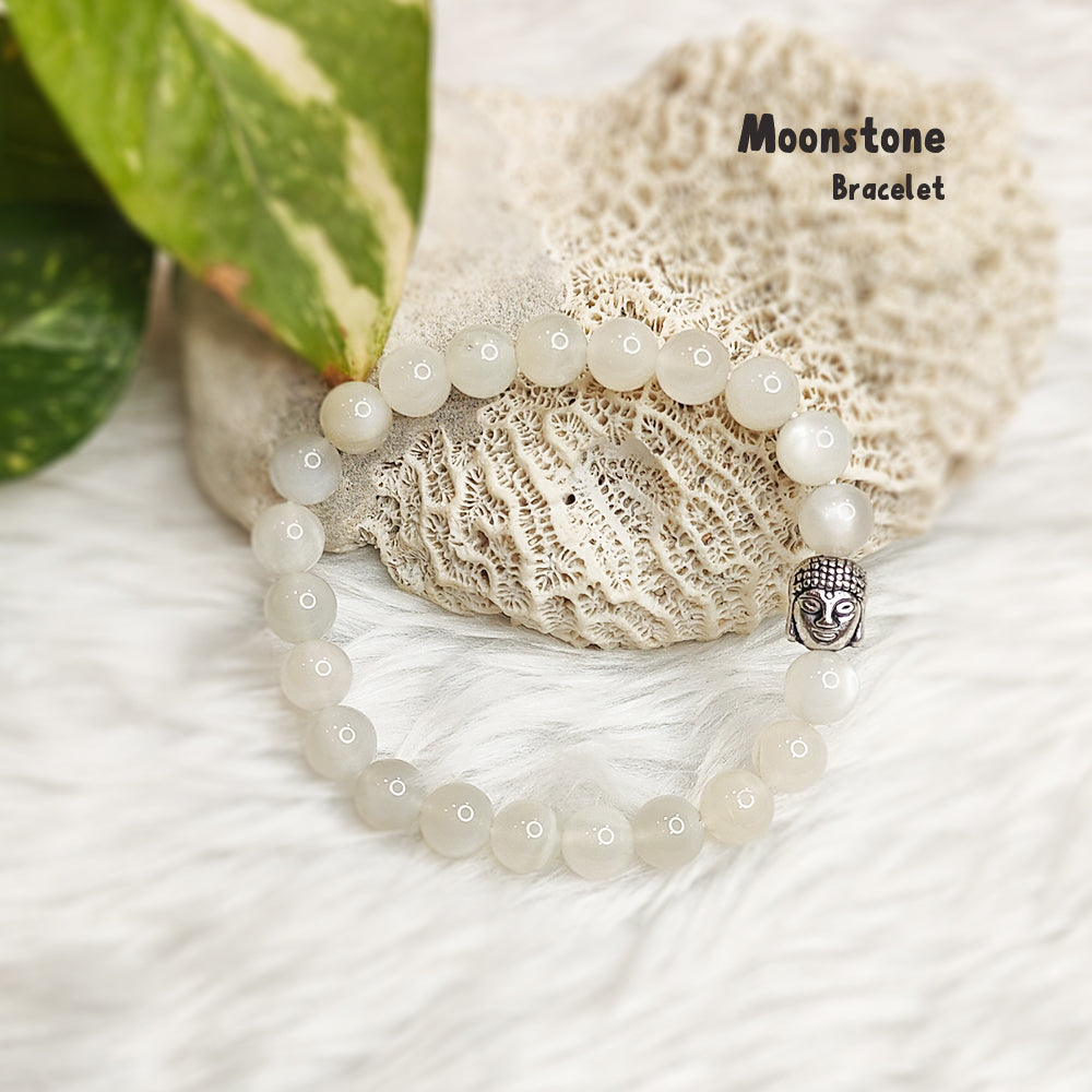 Natural Moonstone crystal bracelet for emotional balance and restful sleep – GII-certified, handmade, Cold Lava Studio
