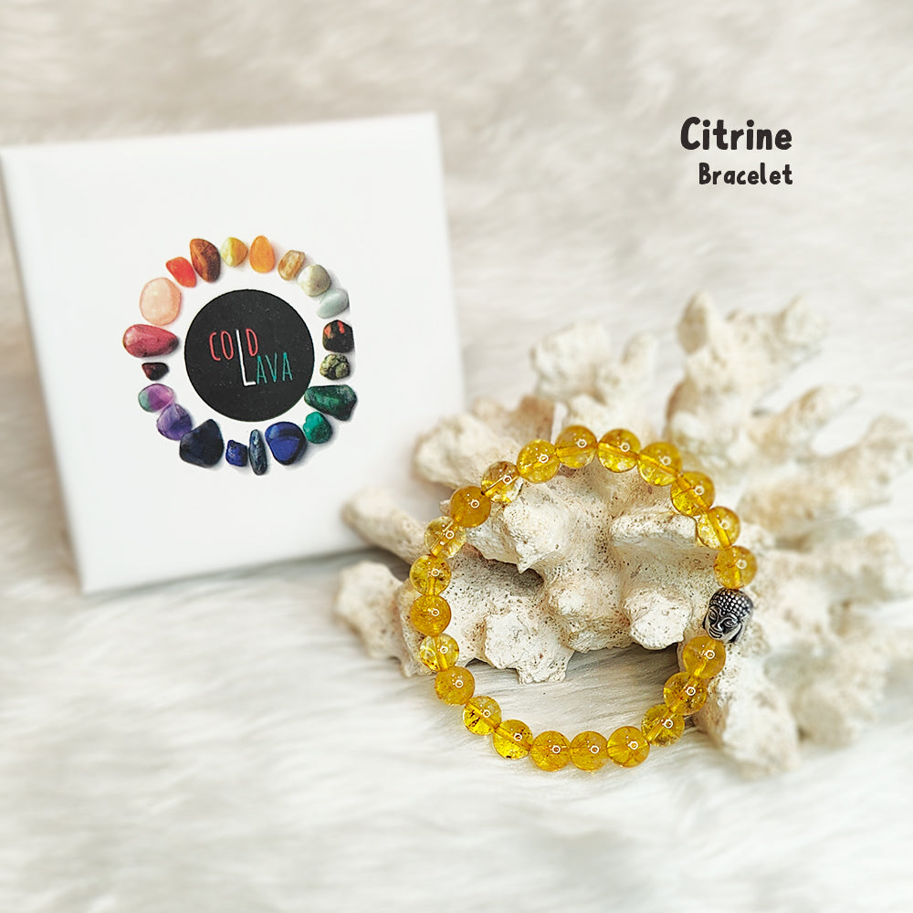 Natural Citrine crystal bracelet styled on wrist – Cold Lava Studio