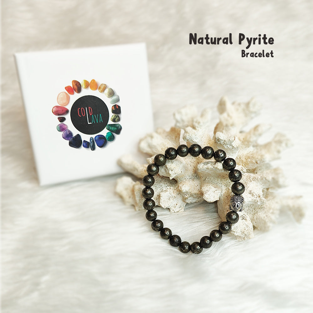 Natural Pyrite crystal bracelet styled on wrist – Cold Lava Studio