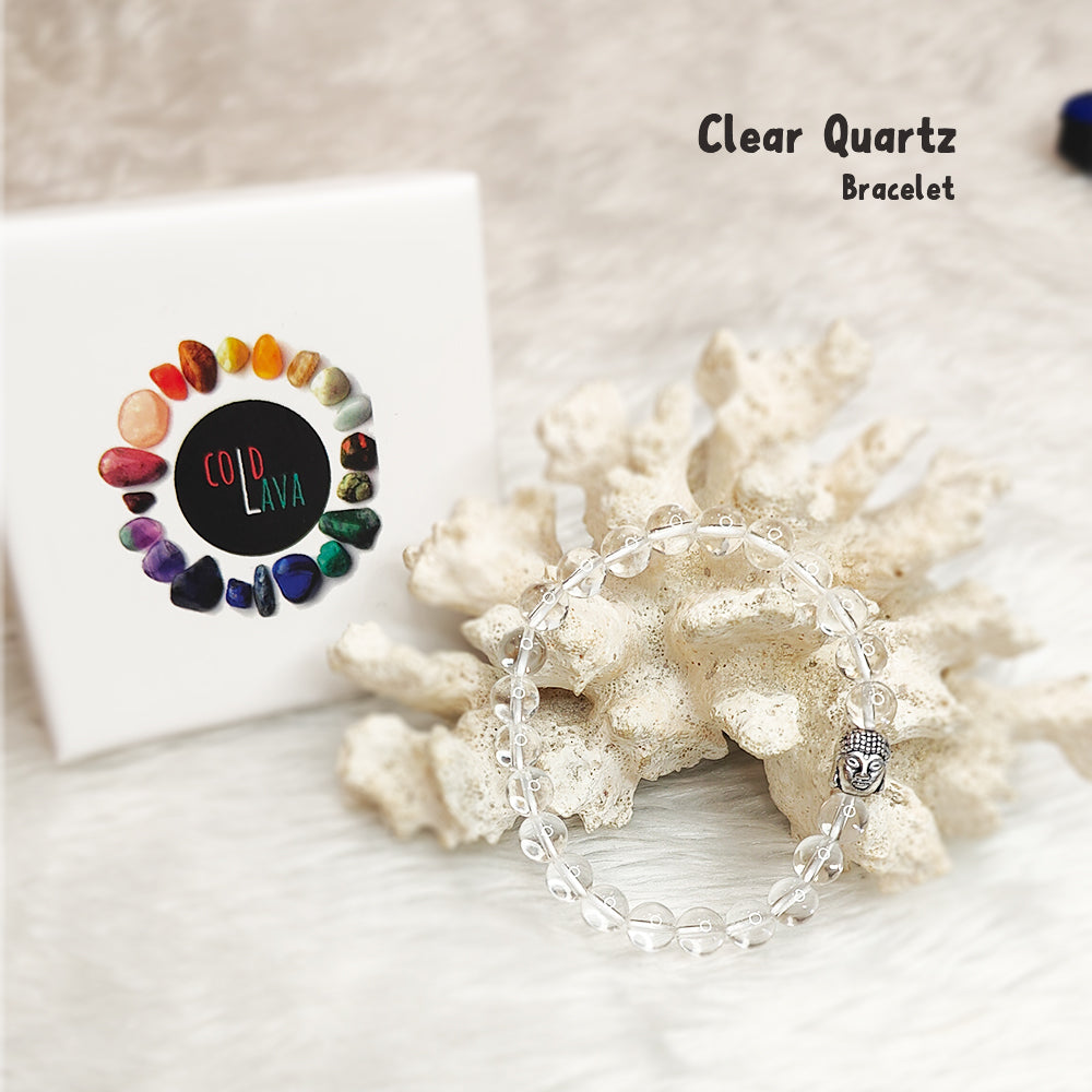Natural Clear Quartz crystal bracelet styled on wrist – Cold Lava Studio