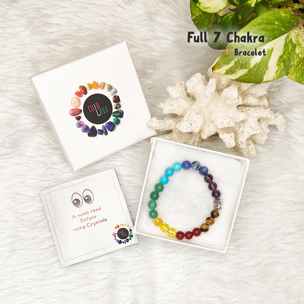 7 Chakra natural gemstone bracelet, alternate angle – Cold Lava Studio