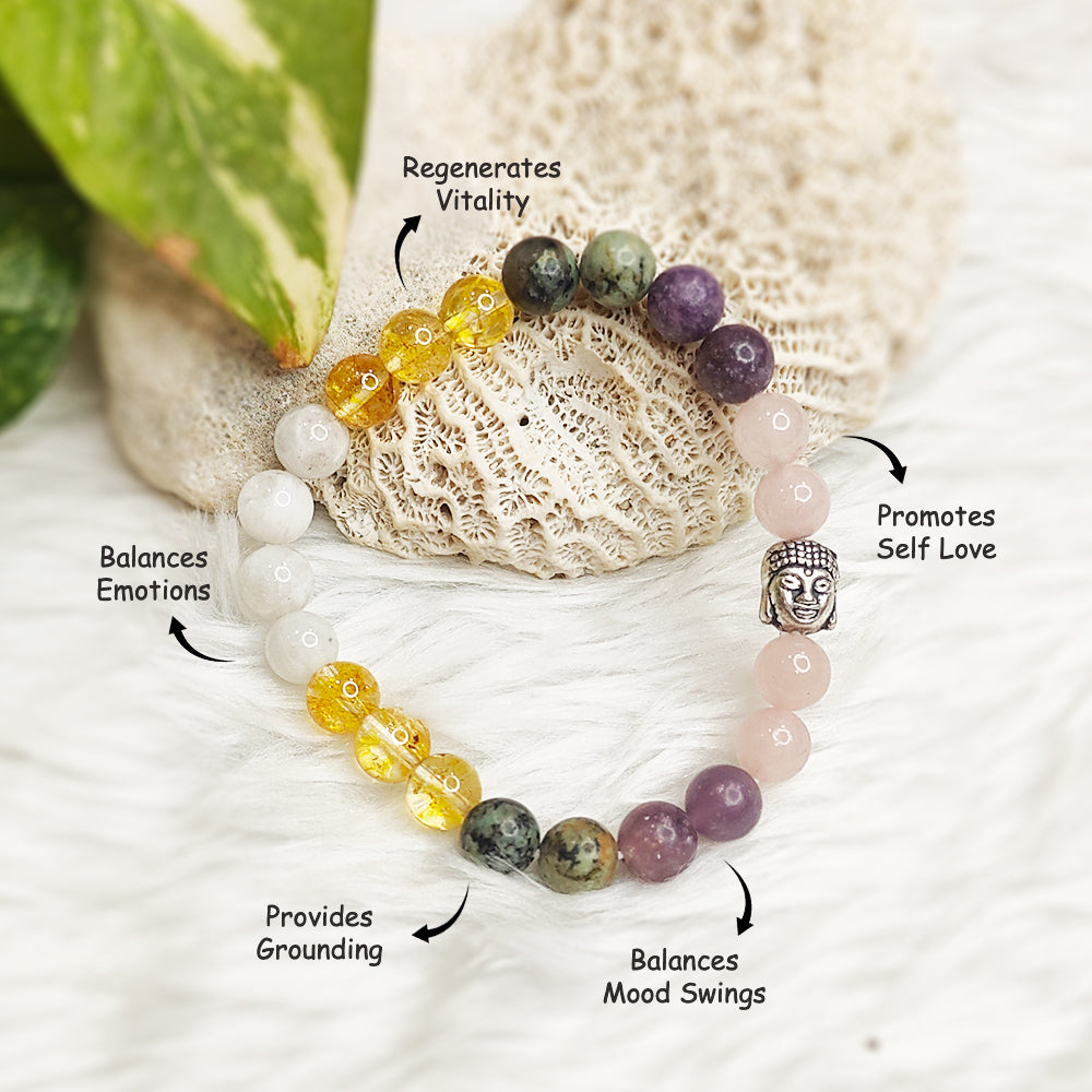 Second Spring natural gemstone bracelet, close-up of beads – Cold Lava Studio