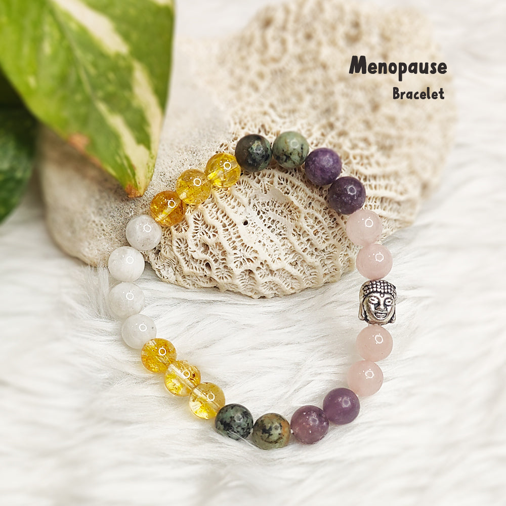 Second Spring natural gemstone bracelet for women in transition, calming support through change – handmade, GII-certified, Cold Lava Studio