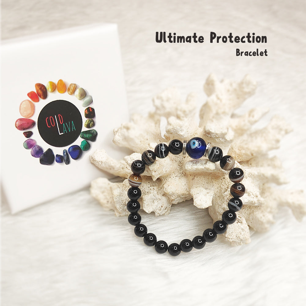 Ultimate Protection natural gemstone bracelet styled on wrist – Cold Lava Studio