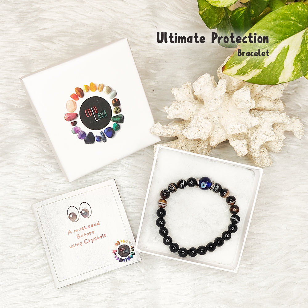 Ultimate Protection natural gemstone bracelet, alternate angle – Cold Lava Studio