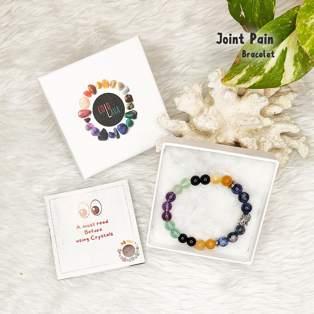 Joint Pain and Arthritis natural gemstone bracelet, alternate angle – Cold Lava Studio
