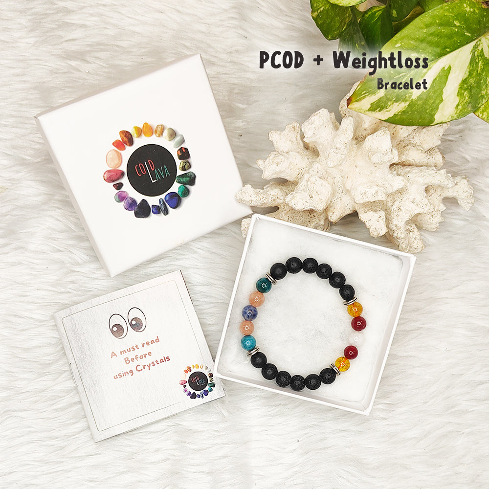 PCOD and Weight Loss natural gemstone bracelet gift packaging – Cold Lava Studio