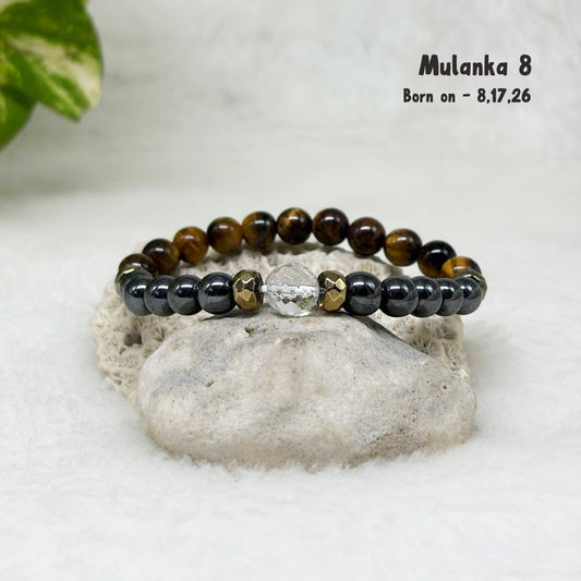 Mulanka 8 numerology bracelet with Tiger's Eye and Hematite for ambition and discipline, birth number 8, 17 or 26 – GII-certified, handmade, Cold Lava Studio