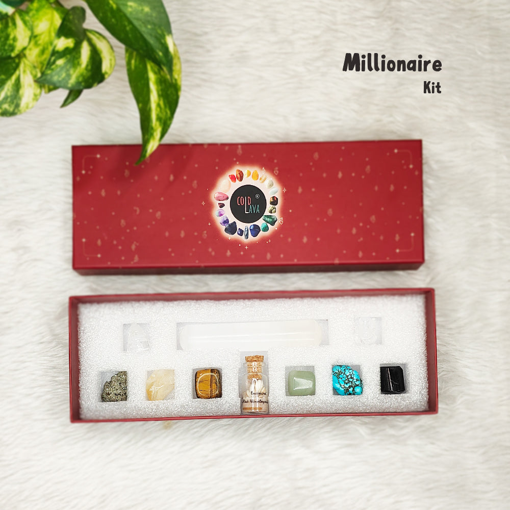 Millionaire natural gemstone abundance kit, close-up of crystals – Cold Lava Studio