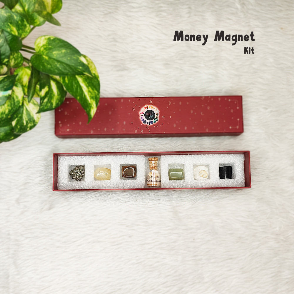 Money Magnet natural gemstone kit, close-up of crystals – Cold Lava Studio