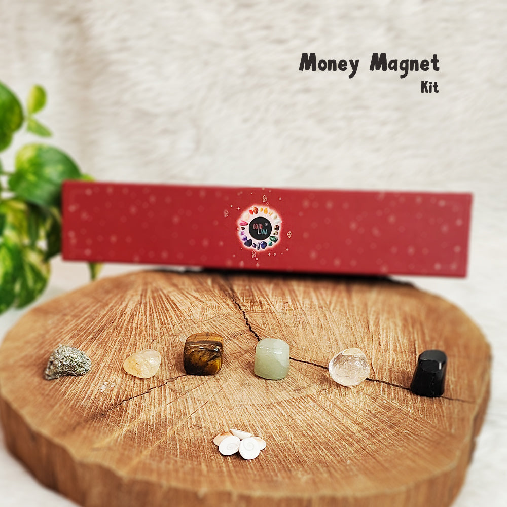 Money Magnet natural gemstone kit for a prosperity mindset ritual – handmade, GII-certified, Cold Lava Studio