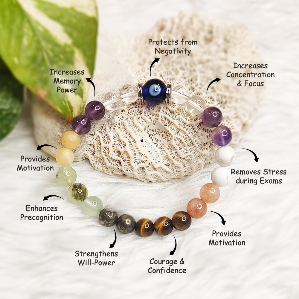 Study Booster natural gemstone bracelet, close-up of beads – Cold Lava Studio