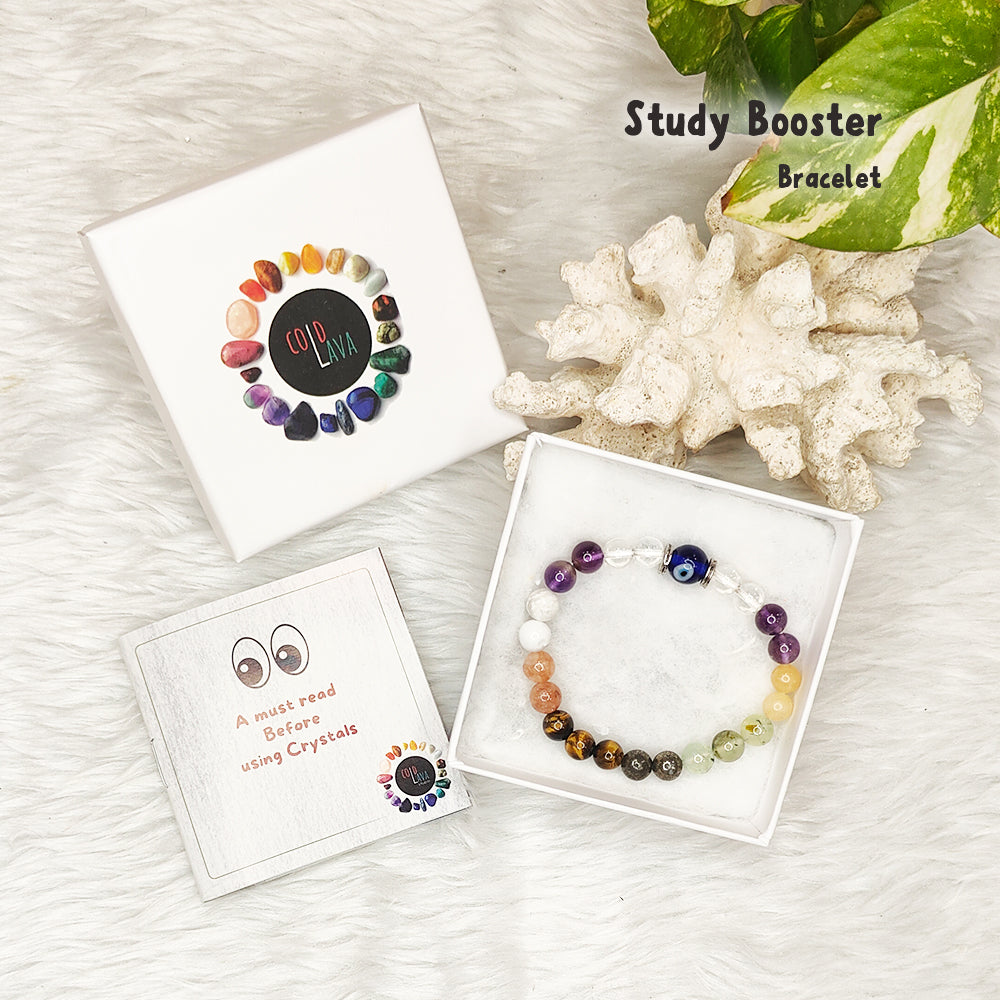Study Booster natural gemstone bracelet, alternate angle – Cold Lava Studio