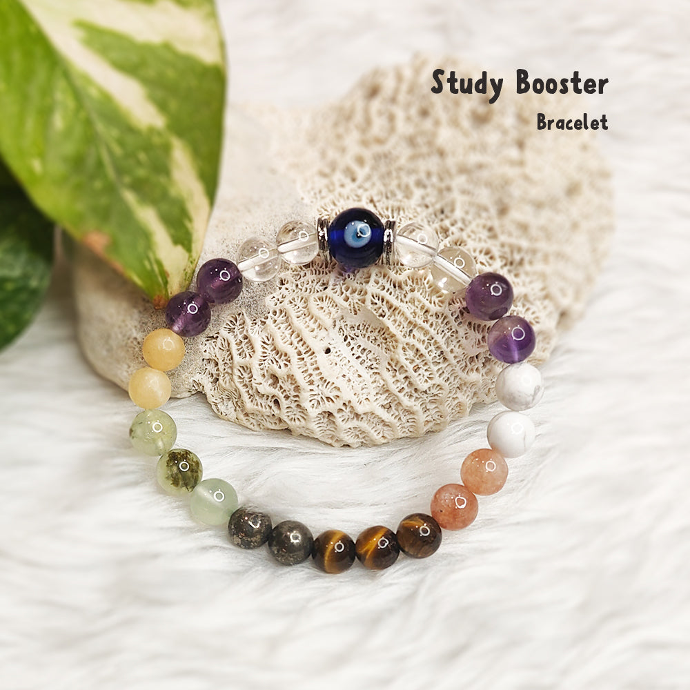 Study Booster natural gemstone bracelet for focus, motivation and exam confidence – handmade, GII-certified, Cold Lava Studio