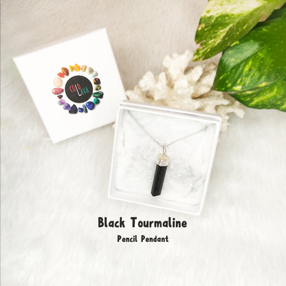 Black Tourmaline Pencil Pendant