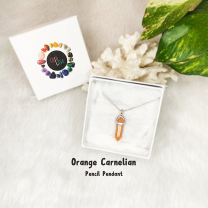Orange Carnelian Pencil Pendant