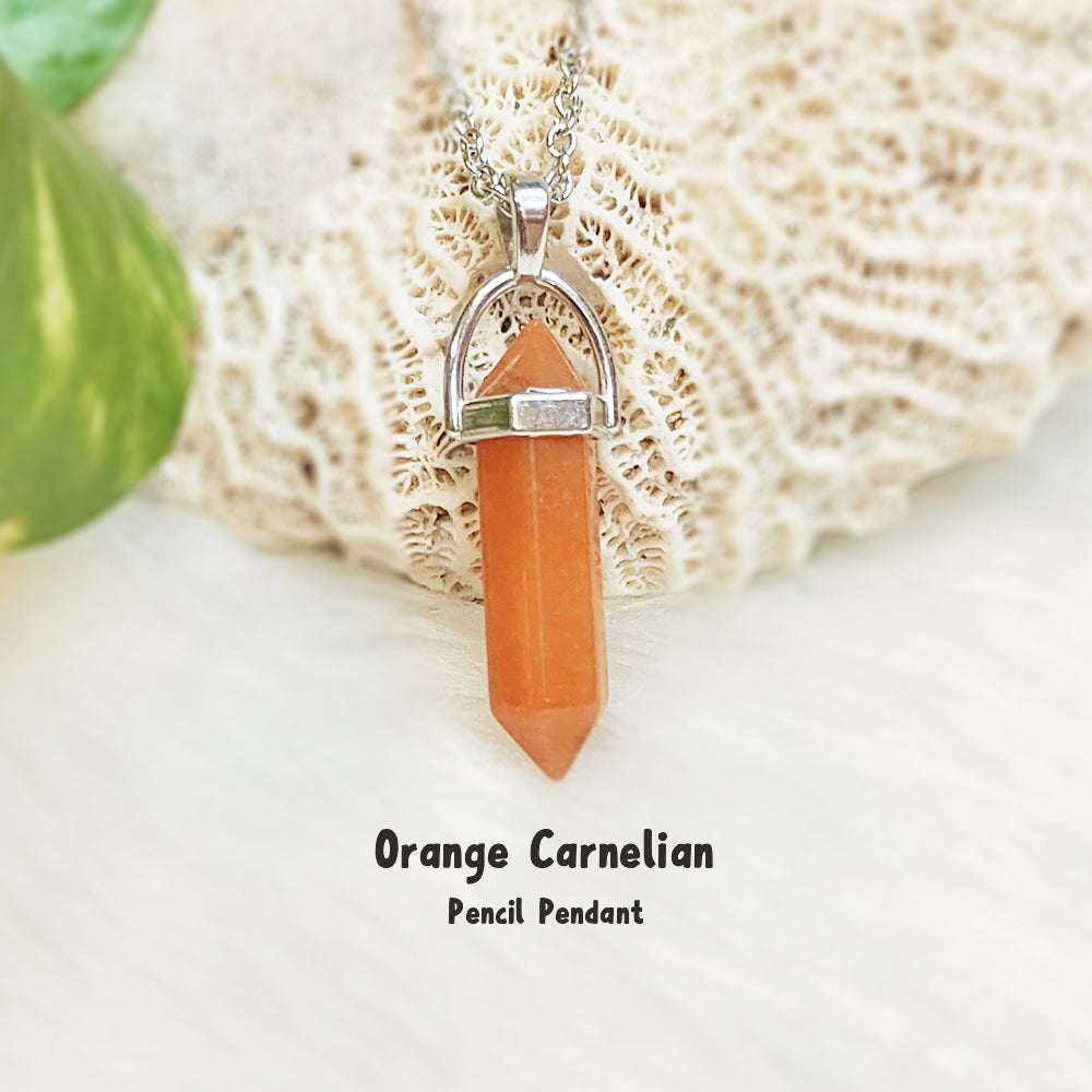 Orange Carnelian Pencil Pendant