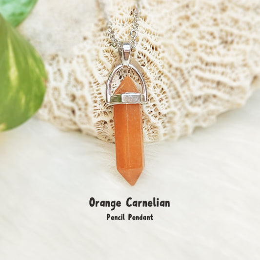 Orange Carnelian Pencil Pendant