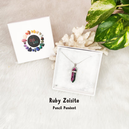 Ruby Zoisite Pencil Pendant