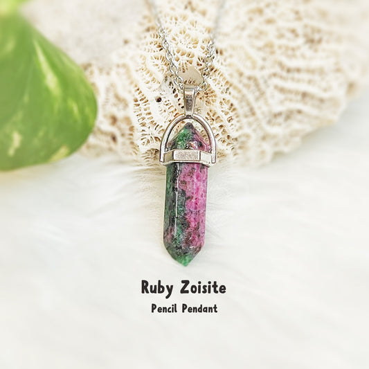 Ruby Zoisite Pencil Pendant