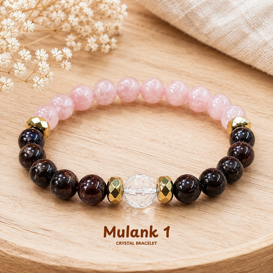 Mulanka 1 Numerology Bracelet – Birth Number 1 (Garnet + Sunstone)