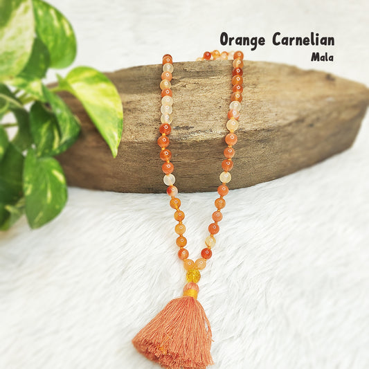 Orange Carnelian Crystal Mala