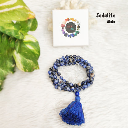 Sodalite Crystal Mala