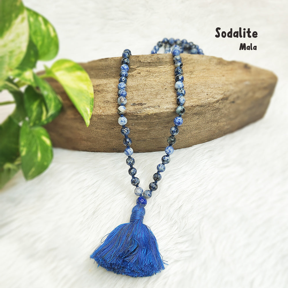 Sodalite Crystal Mala