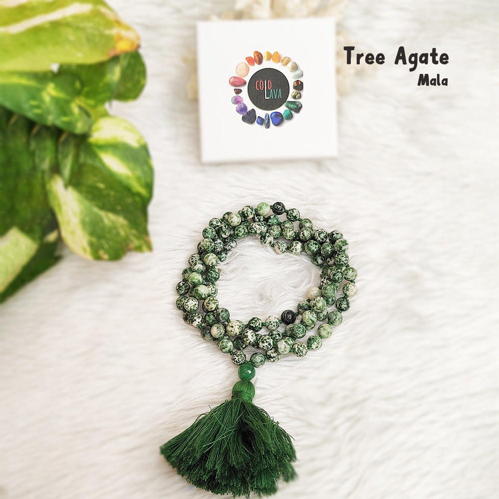 Tree Agate Crystal Mala